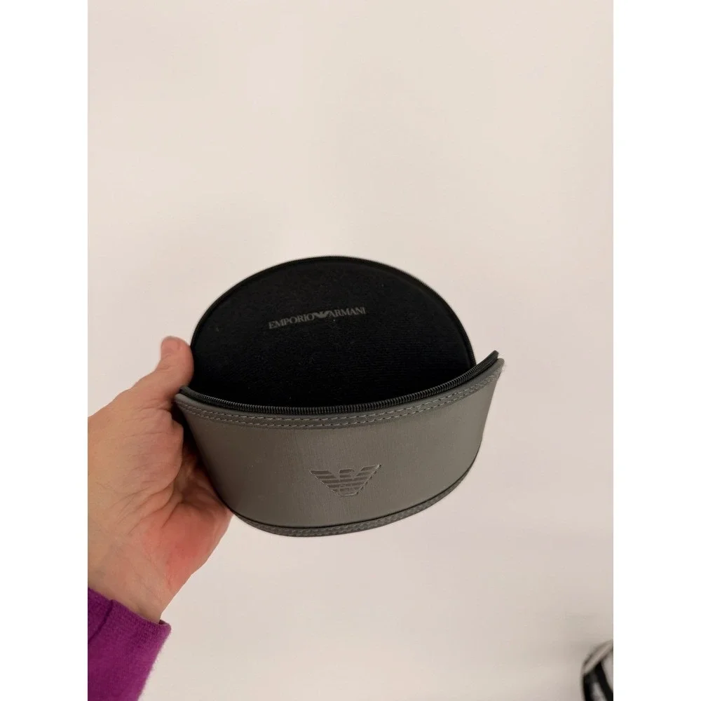 Emporio Armani Sunglasses Case OS Grey Zip‎ Hardshell Logo Minimalist Gorpcore